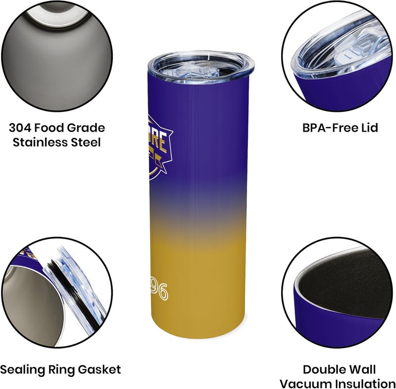 Suswoos Baltimore EST 1996 Tumblers 20oz Straight Skinny Car Cups Sports Travel Coffee Mug,Stainless Steel,Insulated,Classic Collection Gifts for Men Women Fans. - Image 2